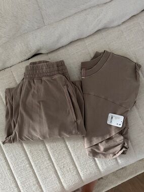 Free People NWT Taupe Lounge Set - Neutral Cozy Top & Joggers